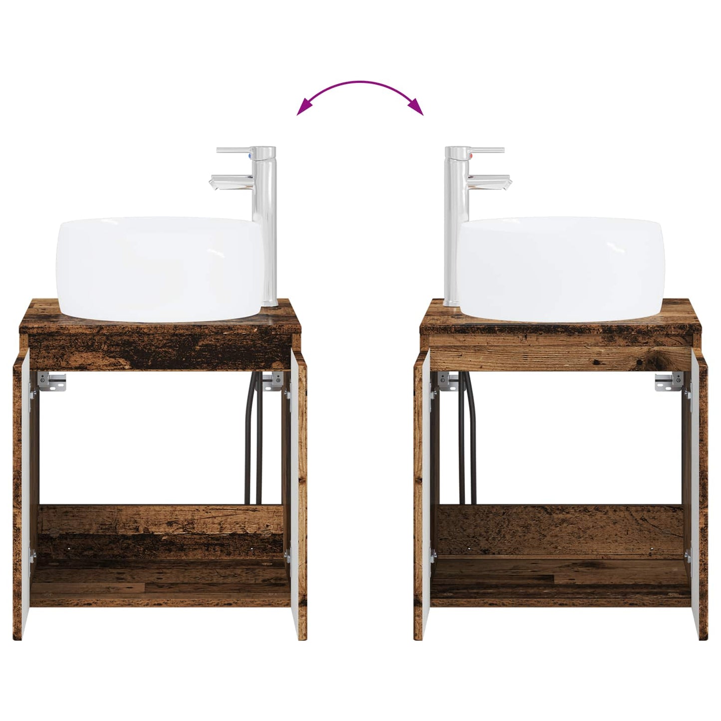 vidaXL Bathroom Cabinet Set 3 pcs Old Wood 49.5 x 44.5 x 66 cm