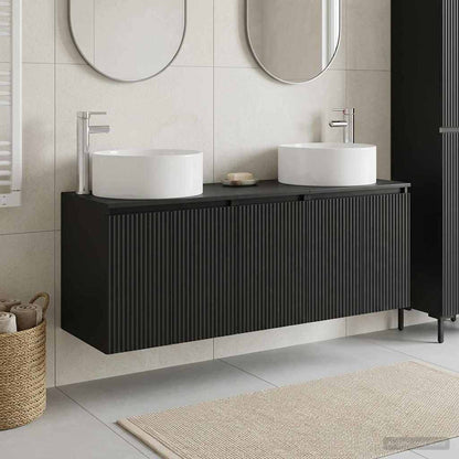 vidaXL Bathroom Cabinet Set 3 pcs Black 49.5 x 44.5 x 65.5 cm