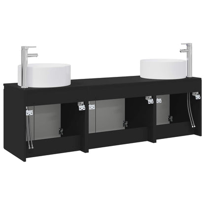 vidaXL Bathroom Cabinet Set 3 pcs Black 49.5 x 44.5 x 65.5 cm