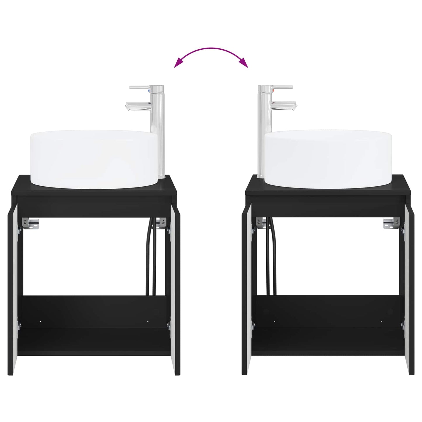 vidaXL Bathroom Cabinet Set 3 pcs Black 49.5 x 44.5 x 65.5 cm