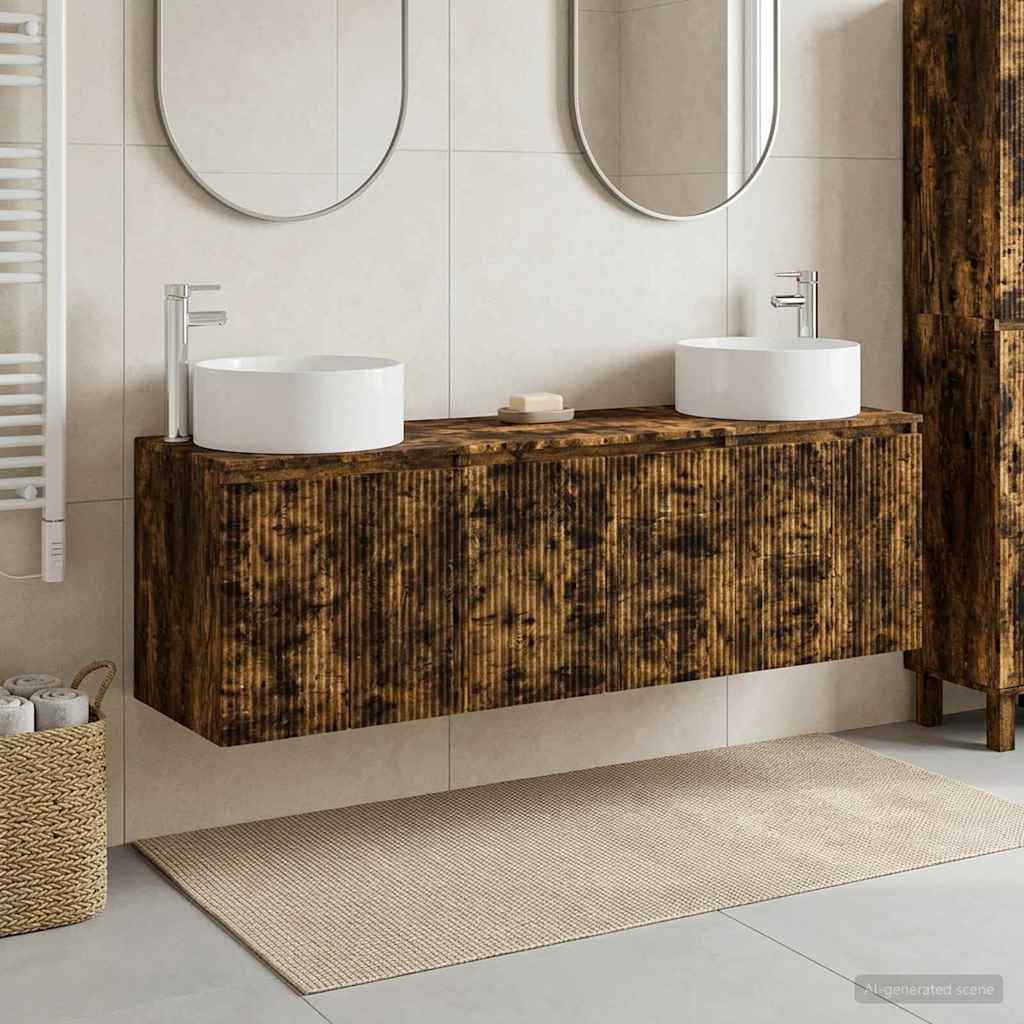 vidaXL Bathroom Cabinet Set 3 pcs Smoked Oak 49.5 x 44.5 x 65.5 cm