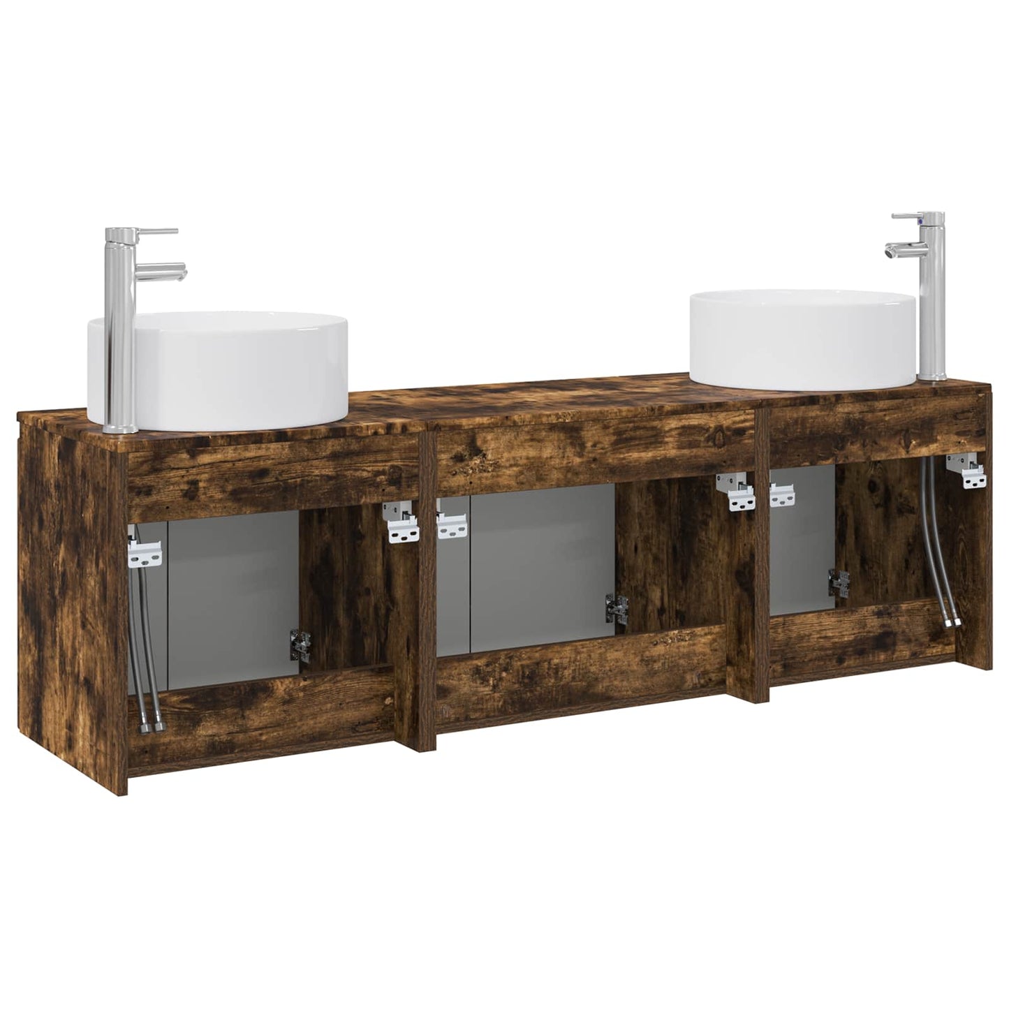 vidaXL Bathroom Cabinet Set 3 pcs Smoked Oak 49.5 x 44.5 x 65.5 cm