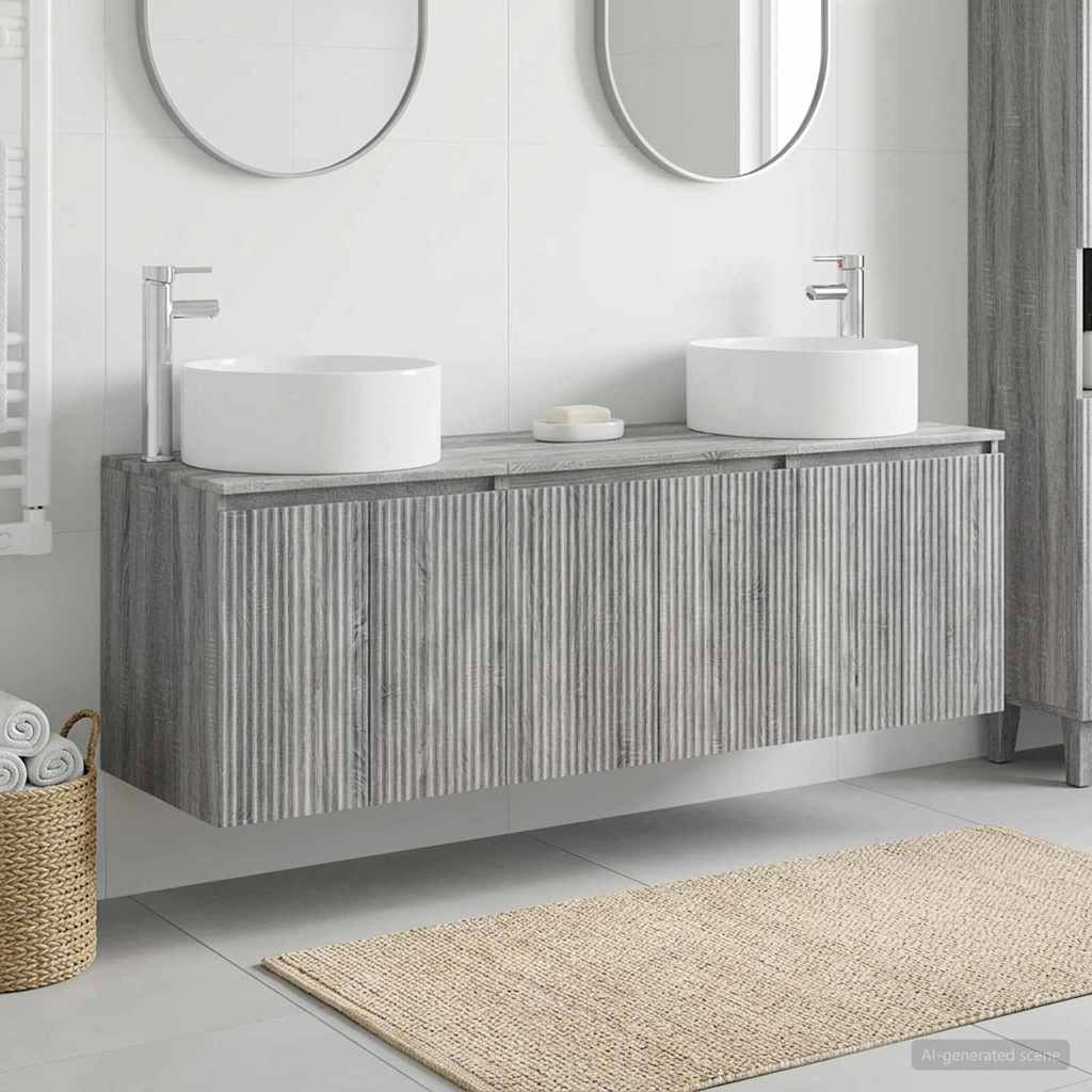 vidaXL Bathroom Cabinet Set 3 pcs Grey Sonoma 49.5 x 44.5 x 65.5 cm