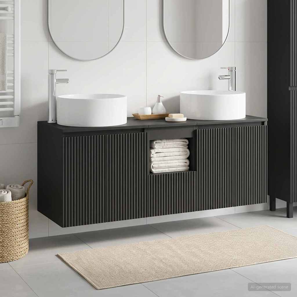 vidaXL Bathroom Cabinet Set 3 pcs Black 49.5 x 44.5 x 65.5 cm