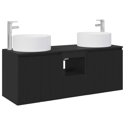 vidaXL Bathroom Cabinet Set 3 pcs Black 49.5 x 44.5 x 65.5 cm