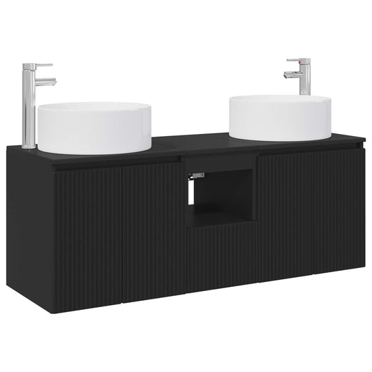 vidaXL Bathroom Cabinet Set 3 pcs Black 49.5 x 44.5 x 65.5 cm