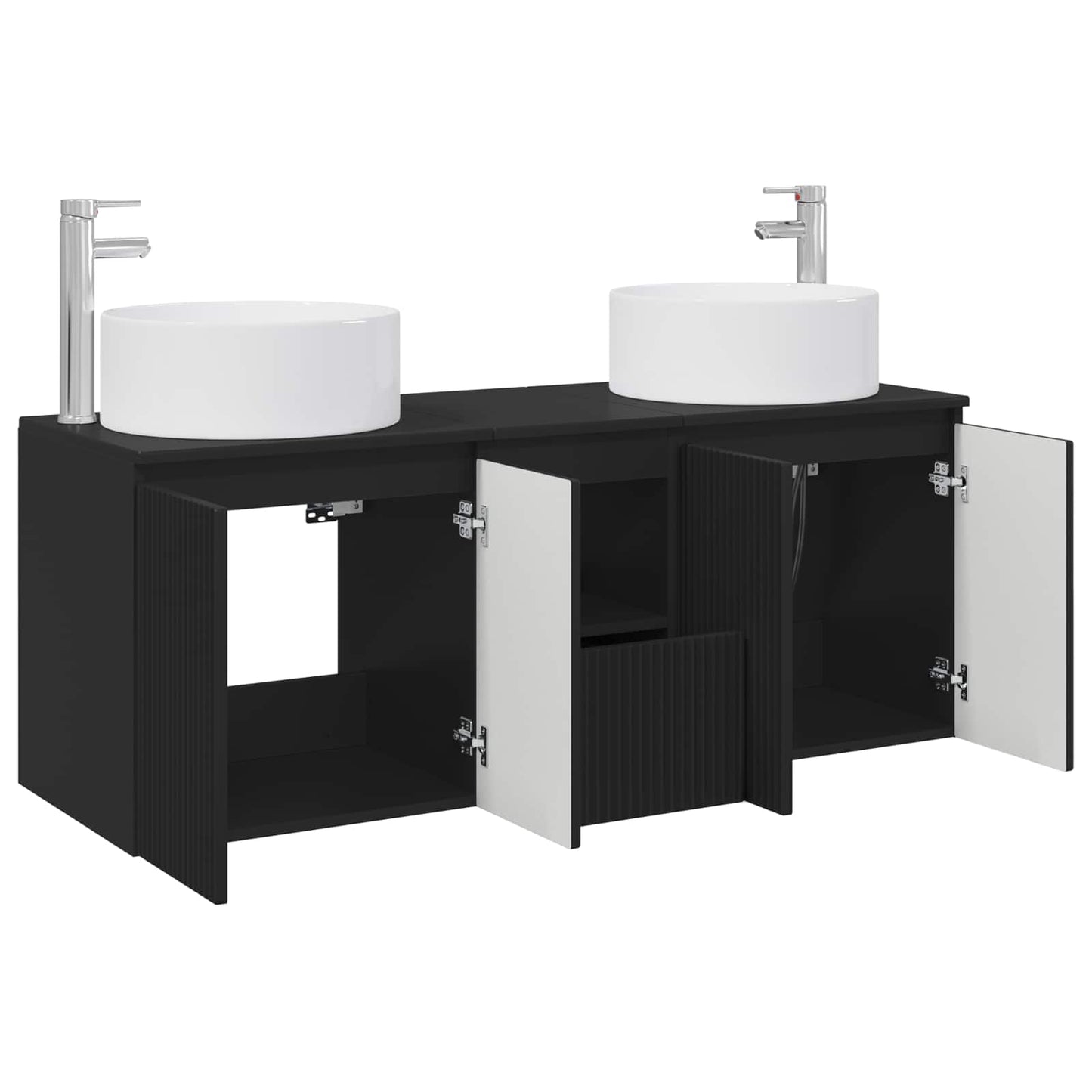 vidaXL Bathroom Cabinet Set 3 pcs Black 49.5 x 44.5 x 65.5 cm
