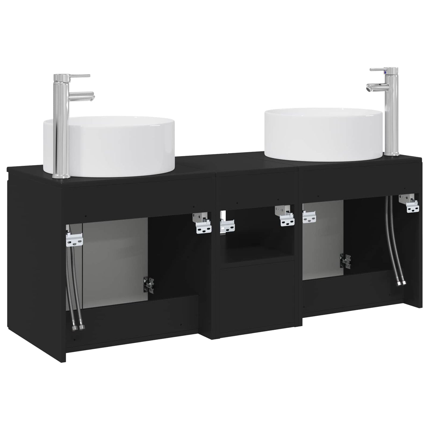 vidaXL Bathroom Cabinet Set 3 pcs Black 49.5 x 44.5 x 65.5 cm