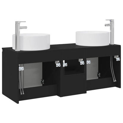 vidaXL Bathroom Cabinet Set 3 pcs Black 49.5 x 44.5 x 65.5 cm