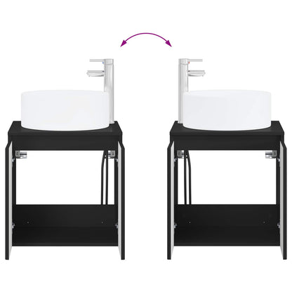 vidaXL Bathroom Cabinet Set 3 pcs Black 49.5 x 44.5 x 65.5 cm