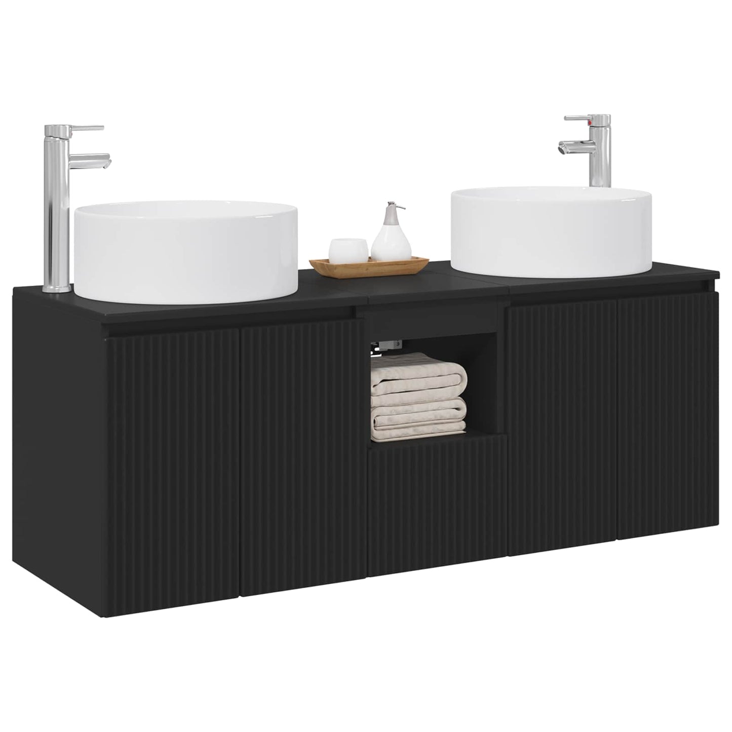 vidaXL Bathroom Cabinet Set 3 pcs Black 49.5 x 44.5 x 65.5 cm