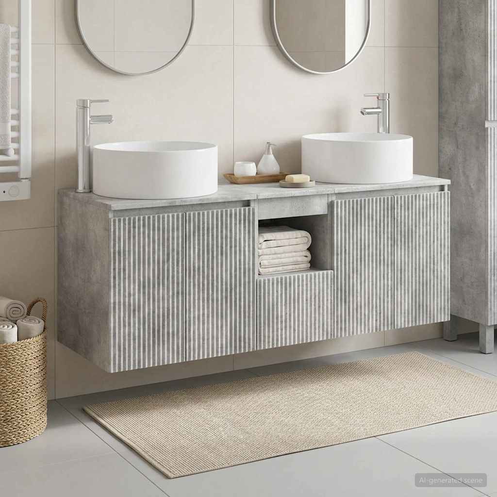 vidaXL Bathroom Cabinet Set 3 pcs Concrete Grey 49.5 x 44.5 x 65.5 cm