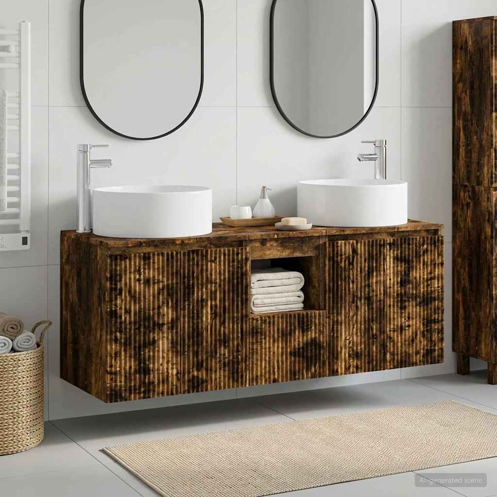 vidaXL Bathroom Cabinet Set 3 pcs Smoked Oak 49.5 x 44.5 x 65.5 cm