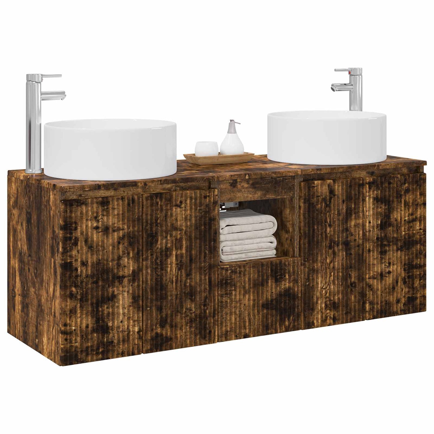 vidaXL Bathroom Cabinet Set 3 pcs Smoked Oak 49.5 x 44.5 x 65.5 cm