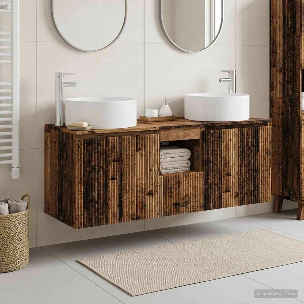 vidaXL Bathroom Cabinet Set 3 pcs Old Wood 49.5 x 44.5 x 65.5 cm