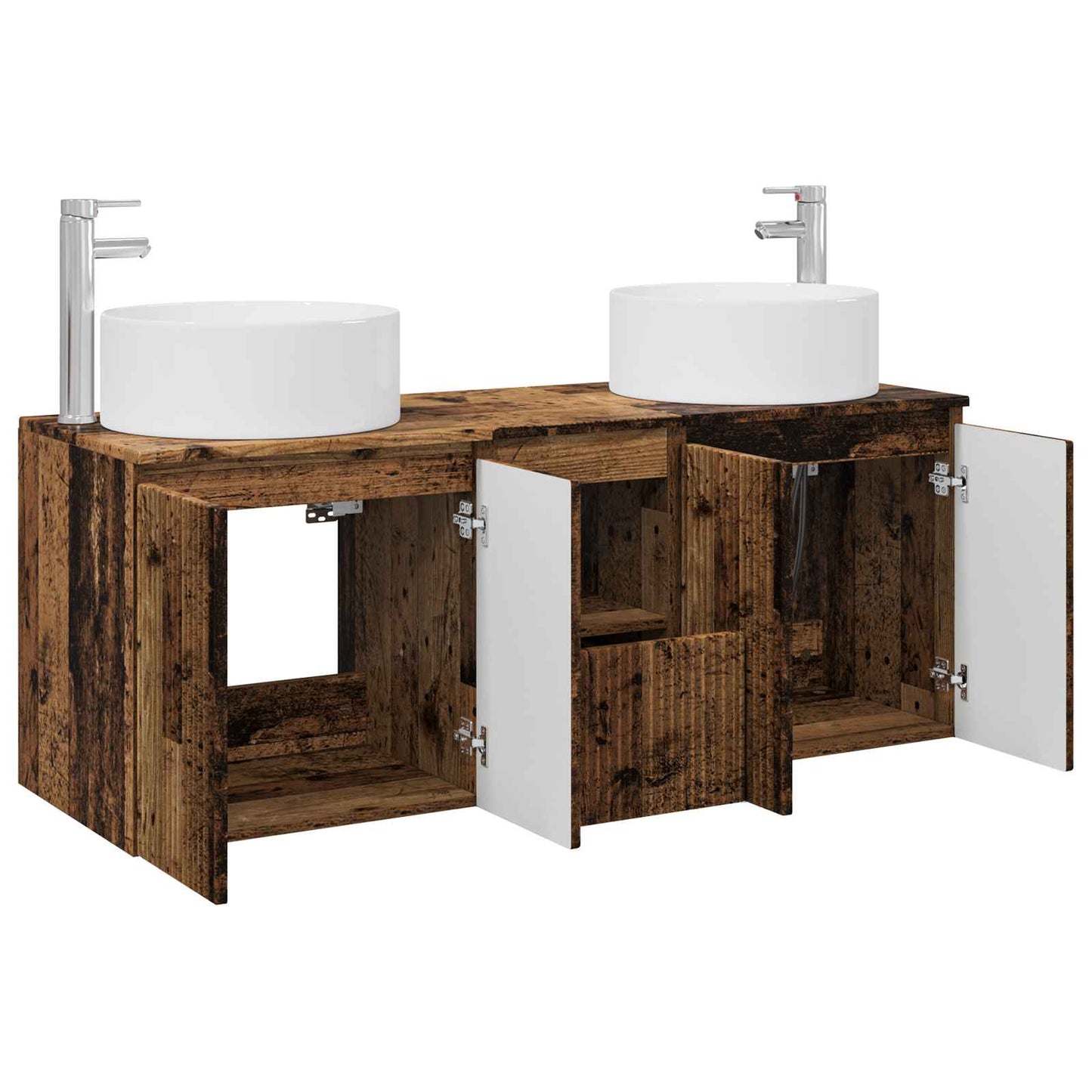 vidaXL Bathroom Cabinet Set 3 pcs Old Wood 49.5 x 44.5 x 65.5 cm