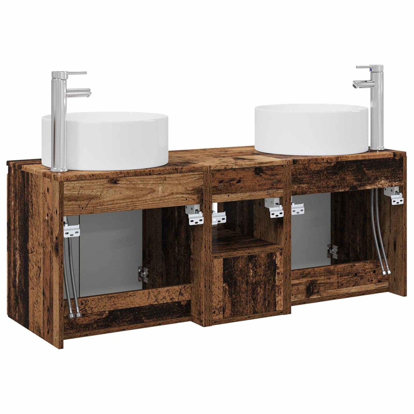 vidaXL Bathroom Cabinet Set 3 pcs Old Wood 49.5 x 44.5 x 65.5 cm