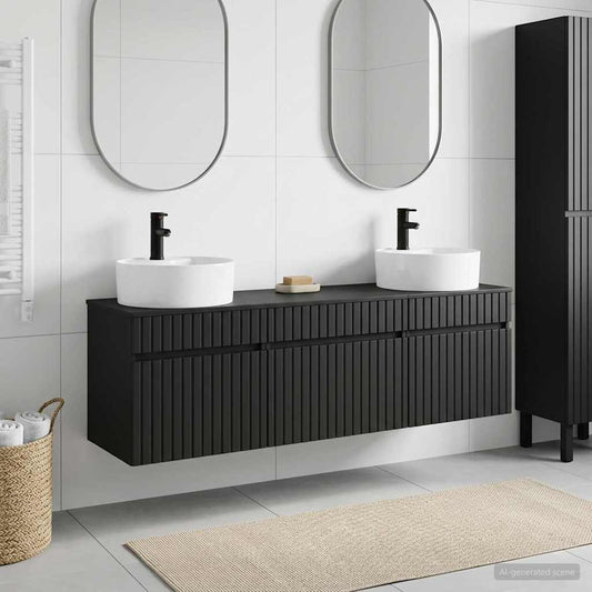 vidaXL Bathroom Cabinet Set 3 pcs Black 49 x 44.5 x 65 cm