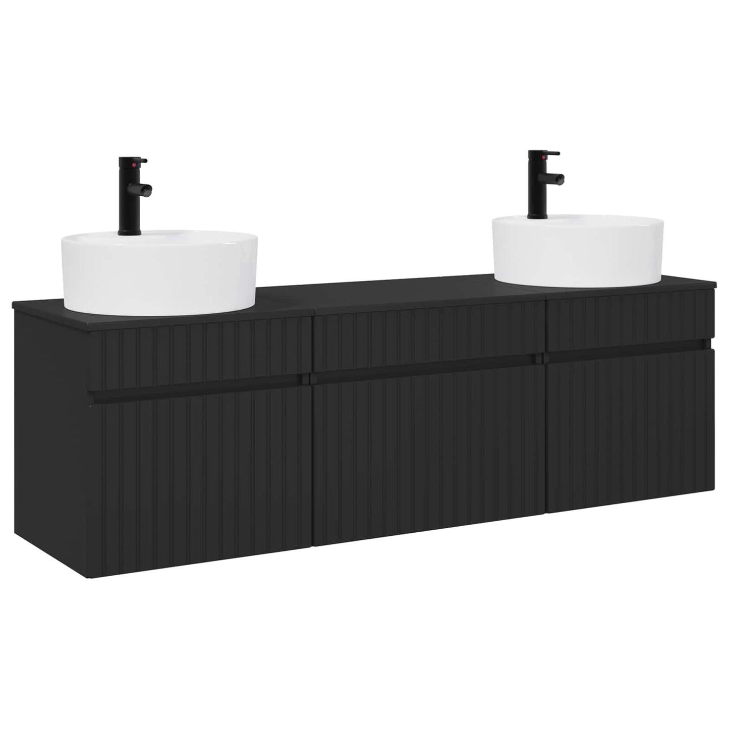 vidaXL Bathroom Cabinet Set 3 pcs Black 49 x 44.5 x 65 cm