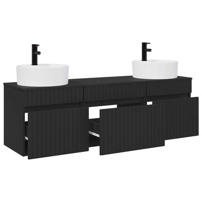 vidaXL Bathroom Cabinet Set 3 pcs Black 49 x 44.5 x 65 cm