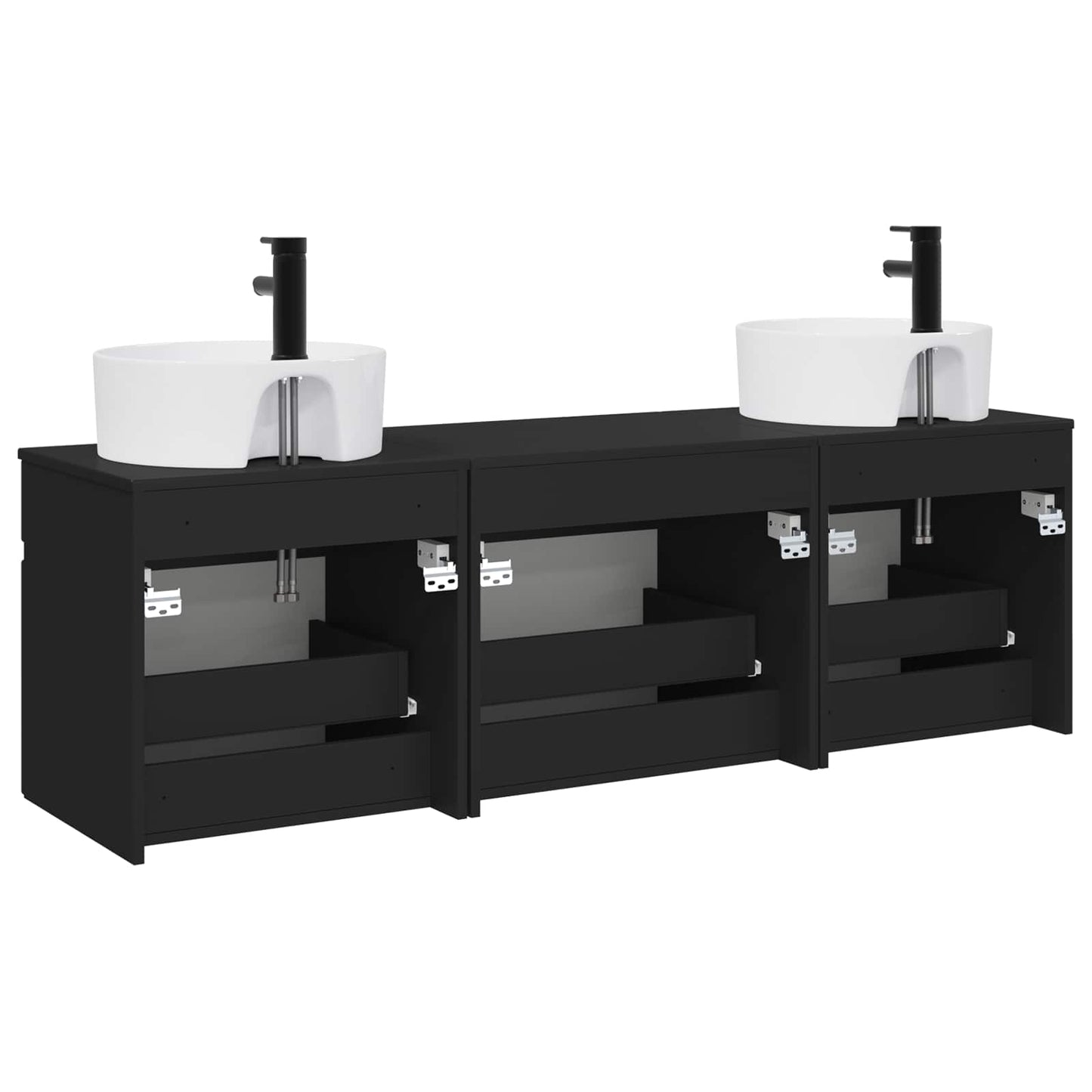 vidaXL Bathroom Cabinet Set 3 pcs Black 49 x 44.5 x 65 cm
