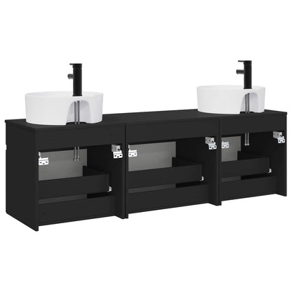 vidaXL Bathroom Cabinet Set 3 pcs Black 49 x 44.5 x 65 cm