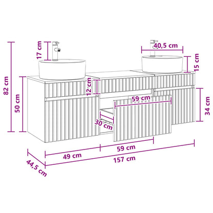 vidaXL Bathroom Cabinet Set 3 pcs Black 49 x 44.5 x 65 cm