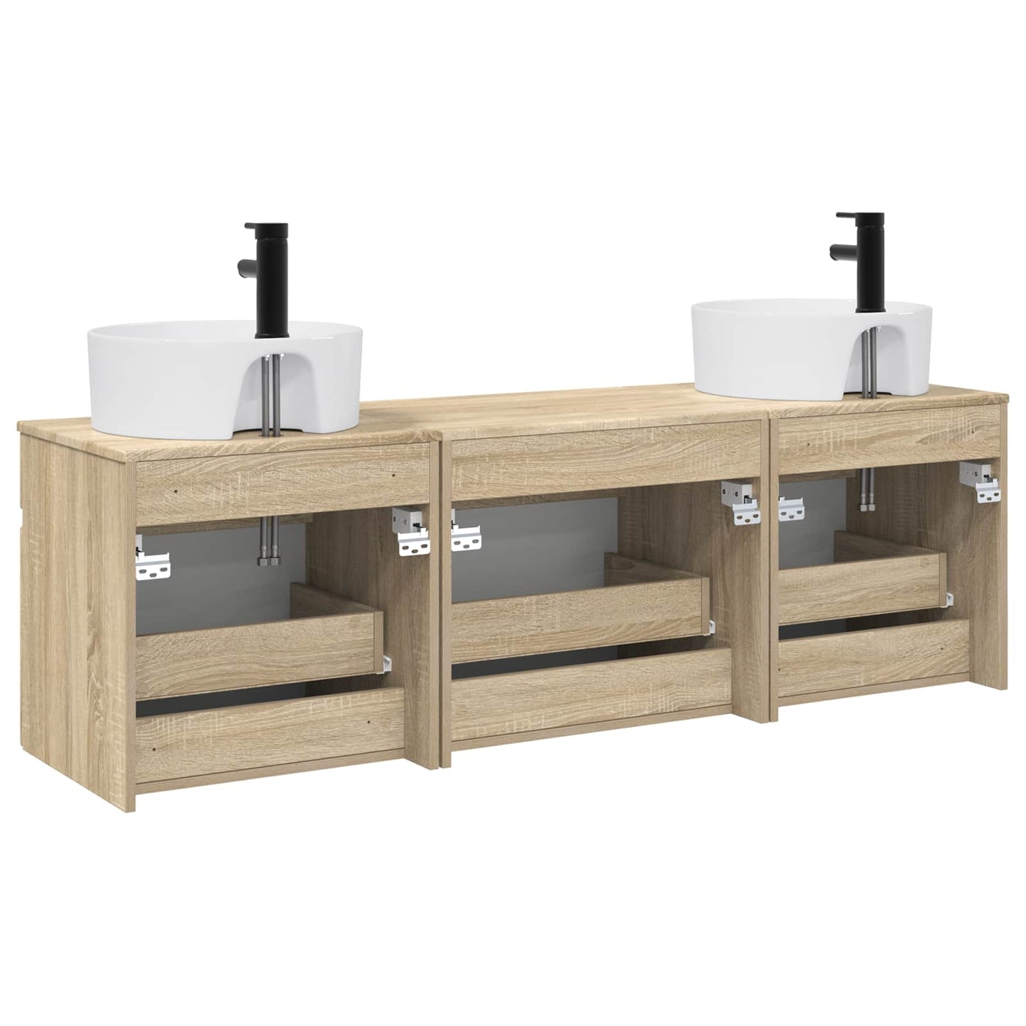 vidaXL Bathroom Cabinet Set 3 pcs Sonoma Oak 49 x 44.5 x 65 cm