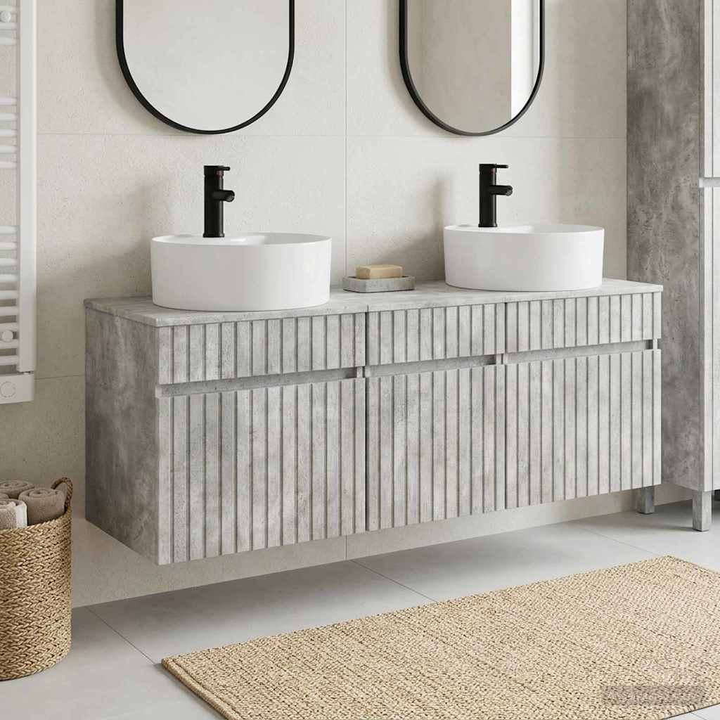 vidaXL Bathroom Cabinet Set 3 pcs Concrete Grey 49 x 44.5 x 65 cm