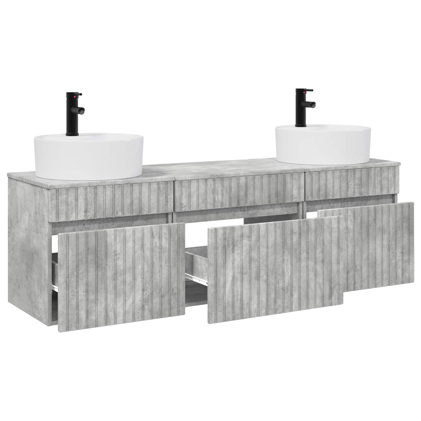 vidaXL Bathroom Cabinet Set 3 pcs Concrete Grey 49 x 44.5 x 65 cm