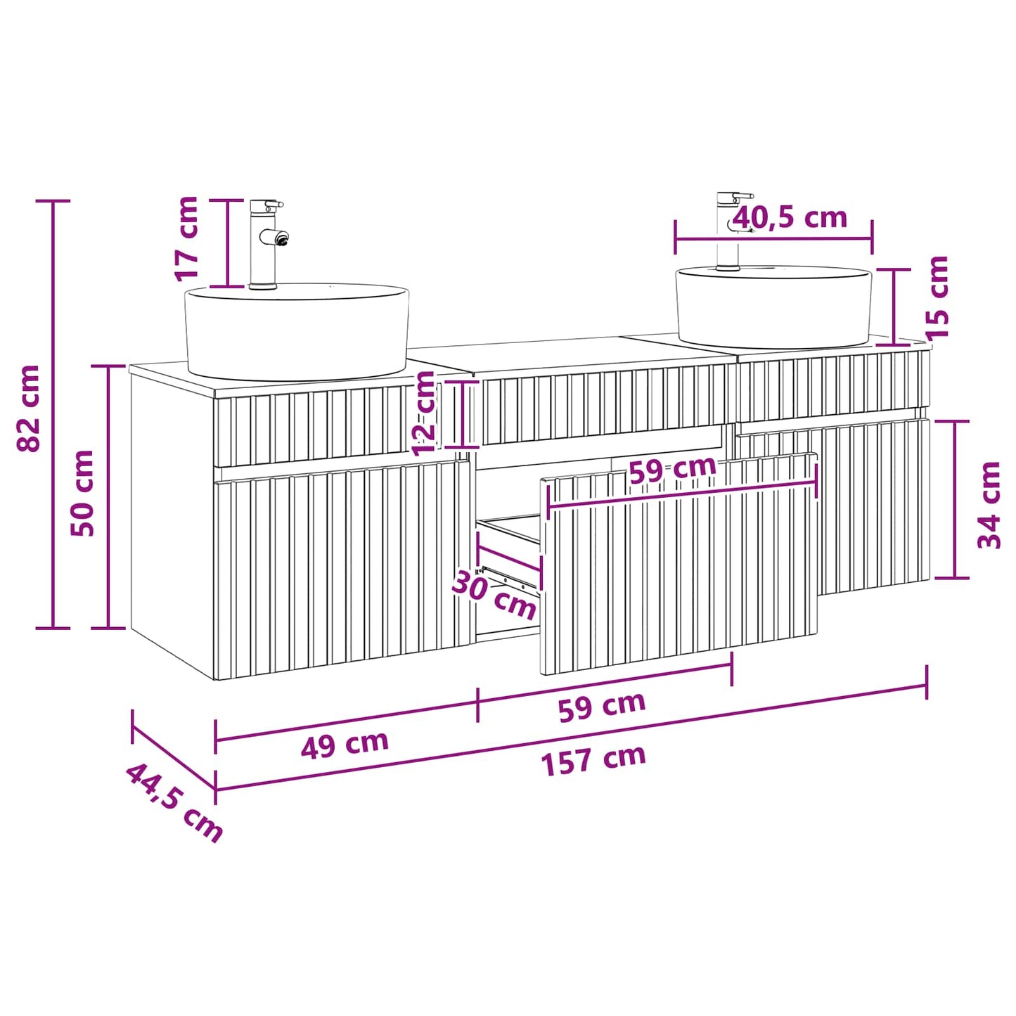 vidaXL Bathroom Cabinet Set 3 pcs High Gloss White 49 x 44.5 x 65 cm