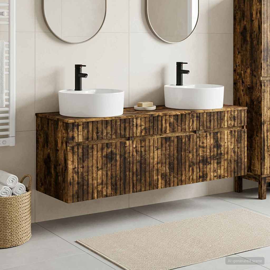 vidaXL Bathroom Cabinet Set 3 pcs Smoked Oak 49 x 44.5 x 65 cm