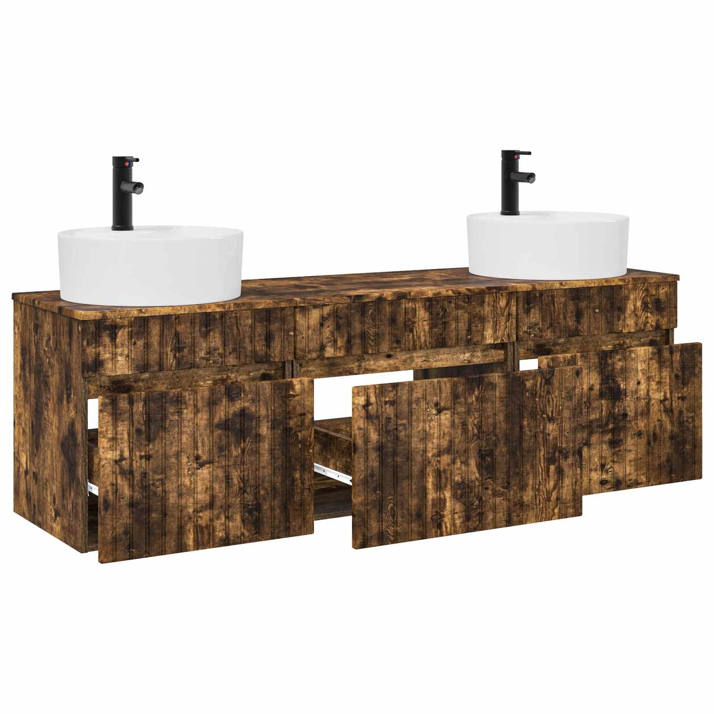 vidaXL Bathroom Cabinet Set 3 pcs Smoked Oak 49 x 44.5 x 65 cm