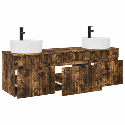 vidaXL Bathroom Cabinet Set 3 pcs Smoked Oak 49 x 44.5 x 65 cm
