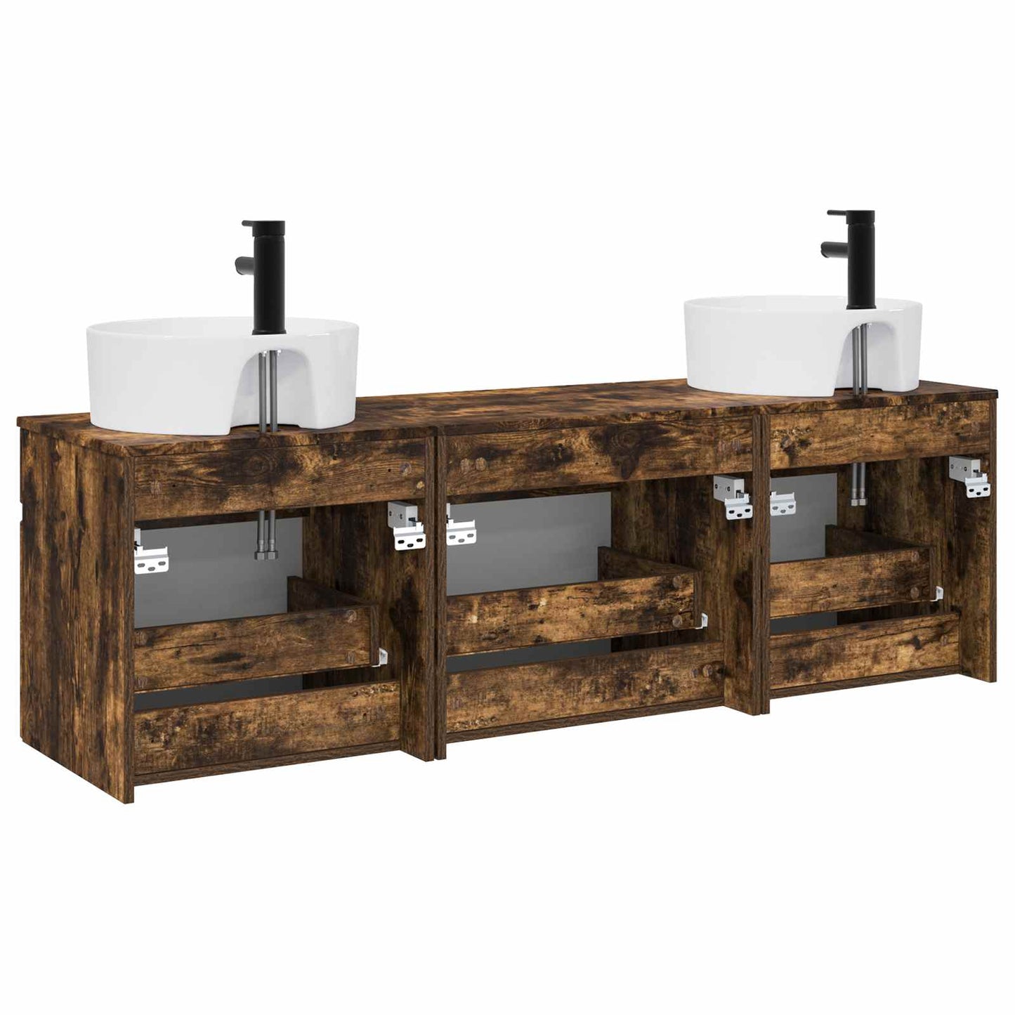 vidaXL Bathroom Cabinet Set 3 pcs Smoked Oak 49 x 44.5 x 65 cm