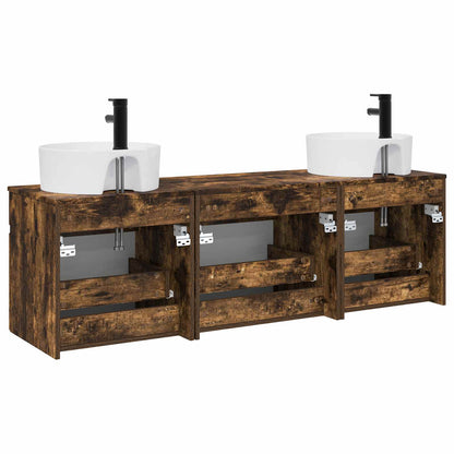 vidaXL Bathroom Cabinet Set 3 pcs Smoked Oak 49 x 44.5 x 65 cm