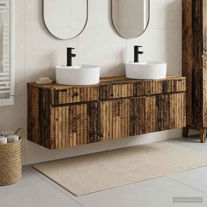 vidaXL Bathroom Cabinet Set 3 pcs Old Wood 49 x 44.5 x 65 cm