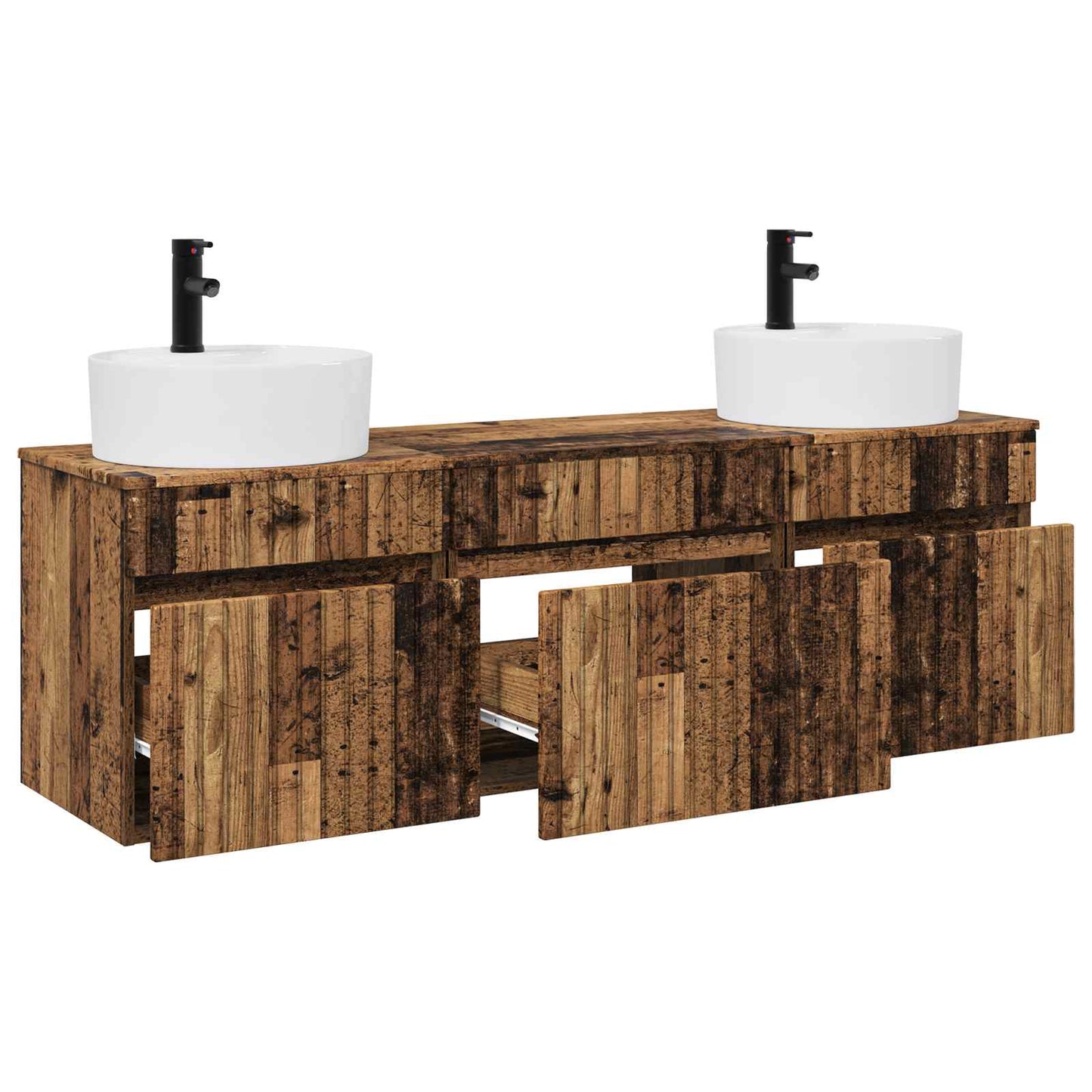 vidaXL Bathroom Cabinet Set 3 pcs Old Wood 49 x 44.5 x 65 cm