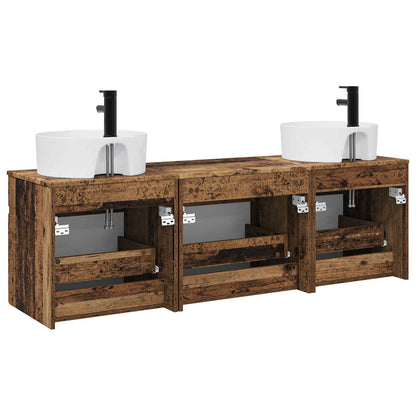 vidaXL Bathroom Cabinet Set 3 pcs Old Wood 49 x 44.5 x 65 cm