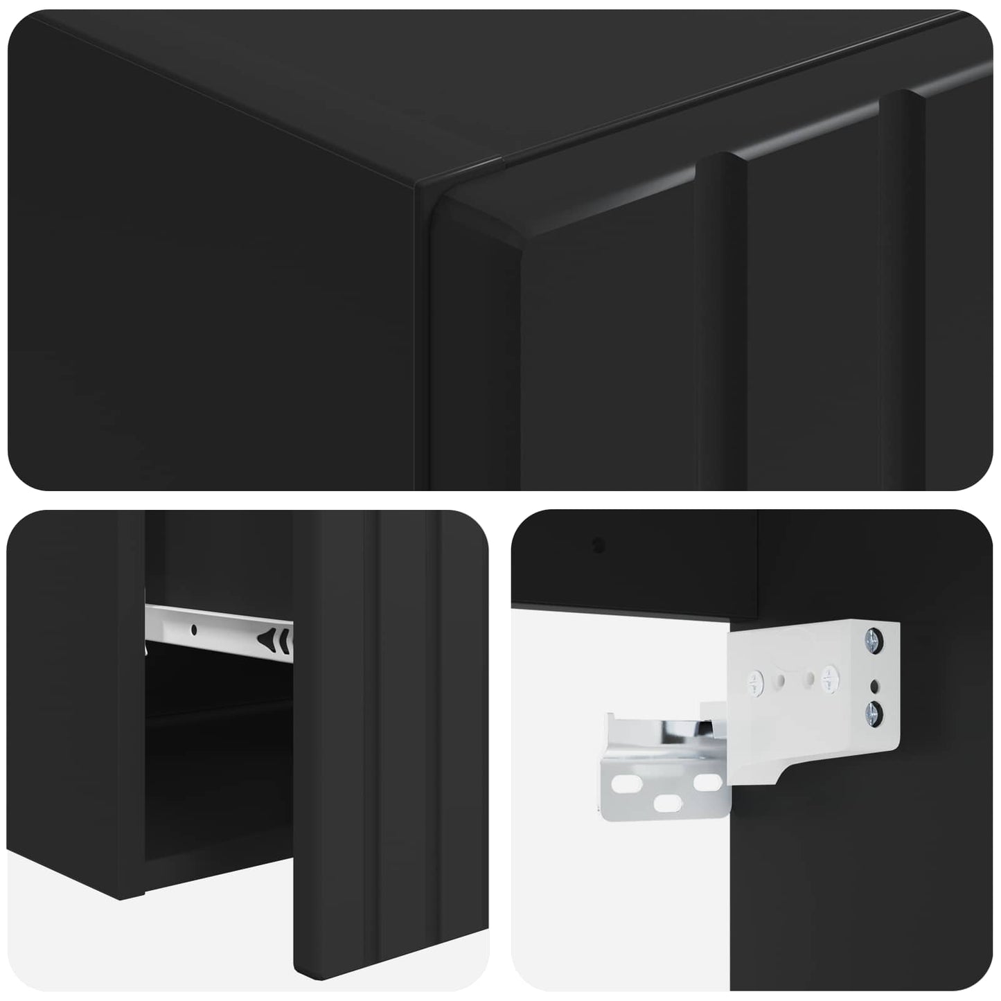 vidaXL Bathroom Cabinet Set 3 pcs Black 49 x 44.5 x 66.5 cm