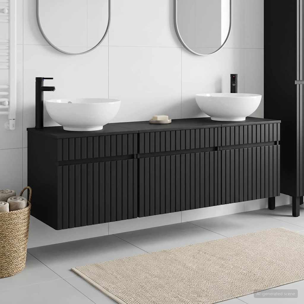 vidaXL Bathroom Cabinet Set 3 pcs Black 49 x 44.5 x 66.5 cm