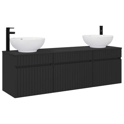 vidaXL Bathroom Cabinet Set 3 pcs Black 49 x 44.5 x 66.5 cm