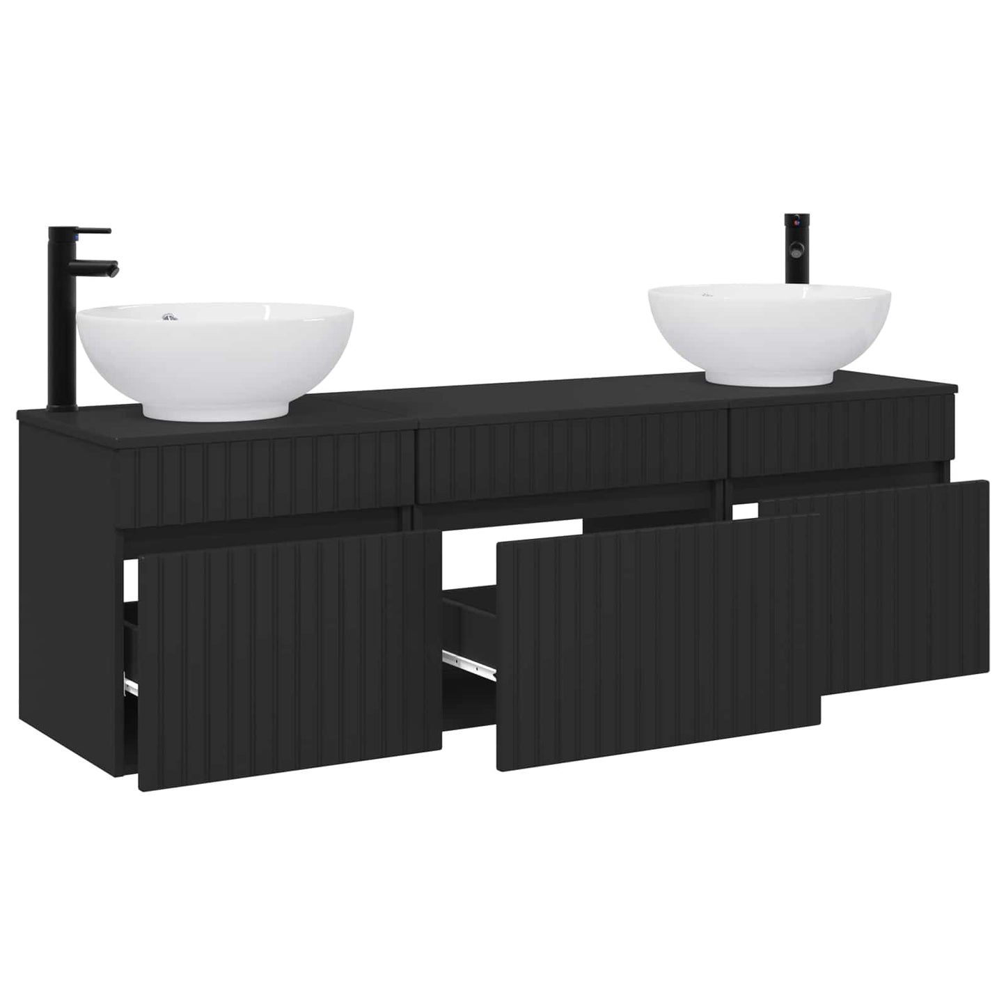 vidaXL Bathroom Cabinet Set 3 pcs Black 49 x 44.5 x 66.5 cm