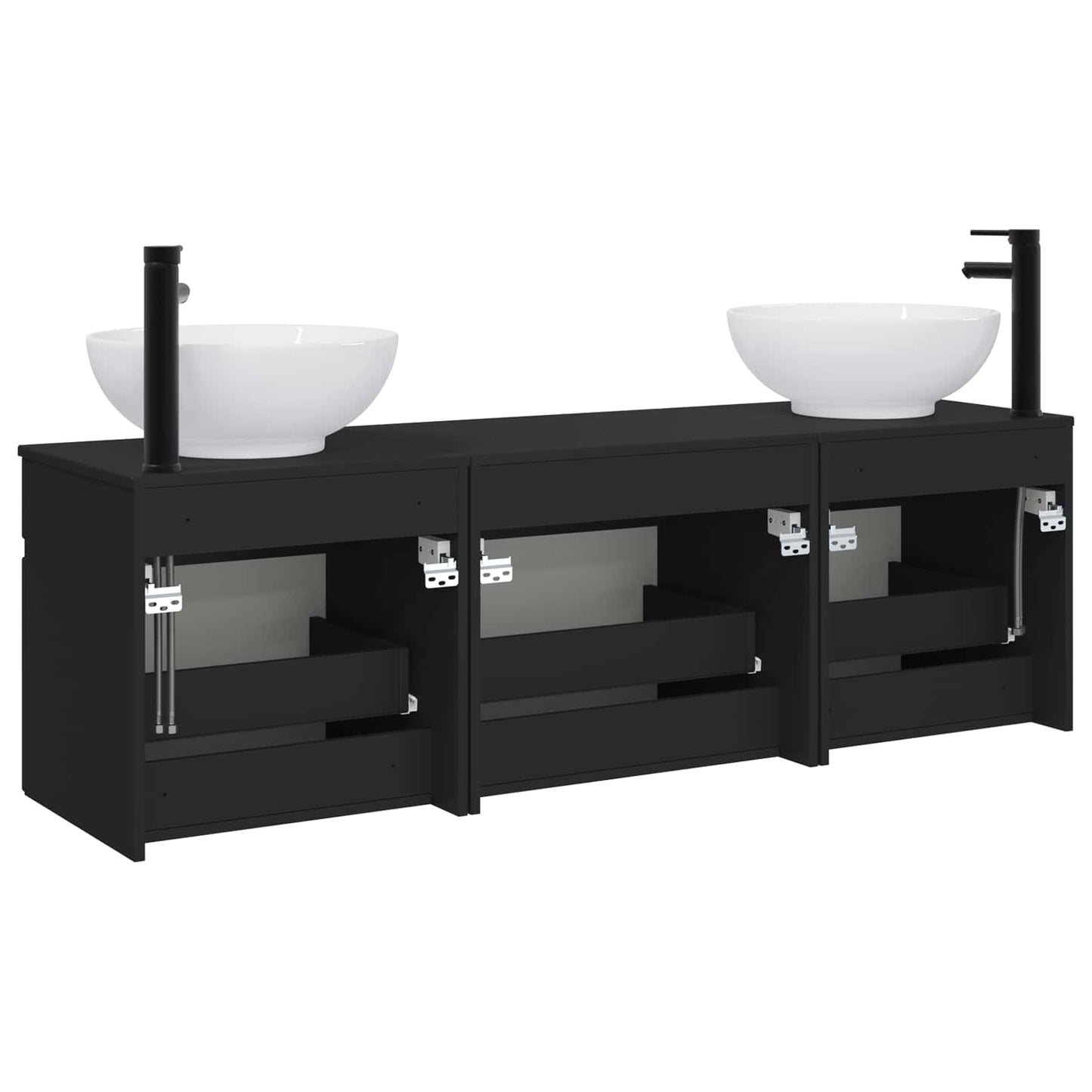 vidaXL Bathroom Cabinet Set 3 pcs Black 49 x 44.5 x 66.5 cm