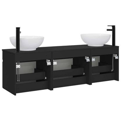 vidaXL Bathroom Cabinet Set 3 pcs Black 49 x 44.5 x 66.5 cm