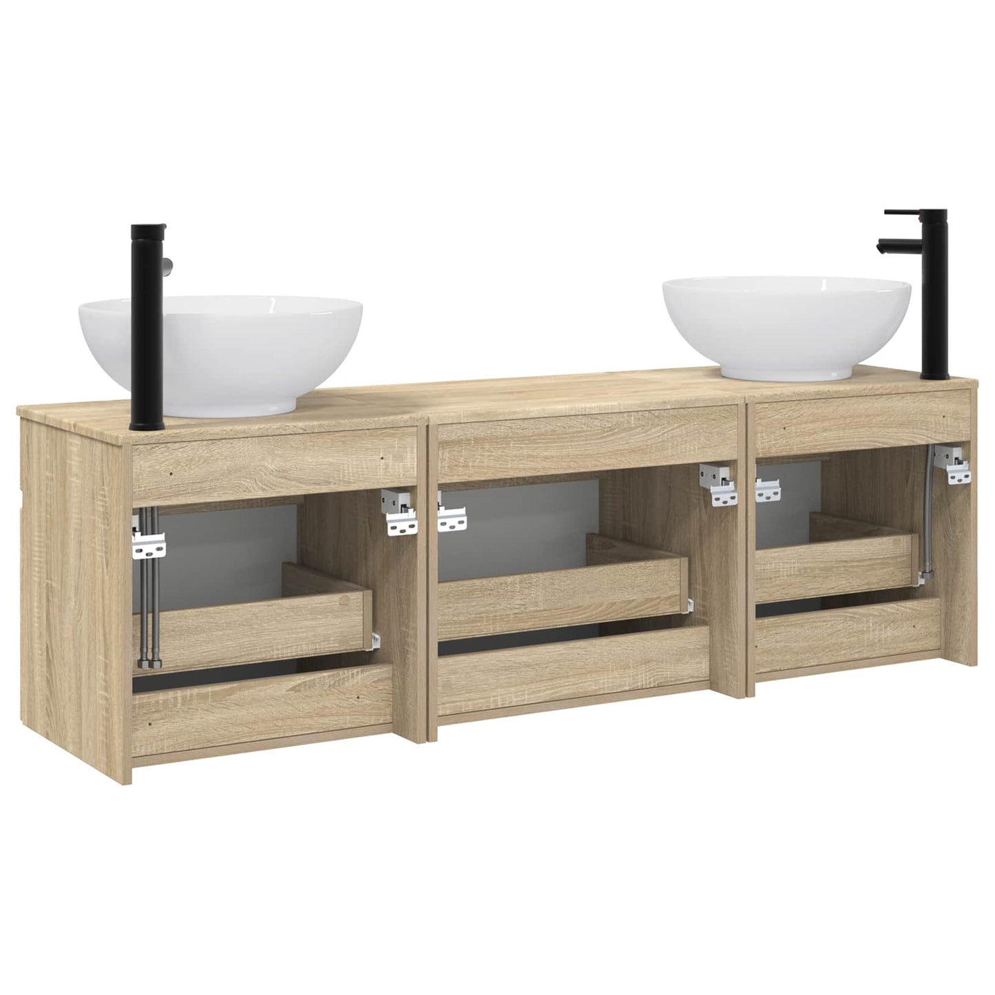 vidaXL Bathroom Cabinet Set 3 pcs Sonoma Oak 49 x 44.5 x 66.5 cm