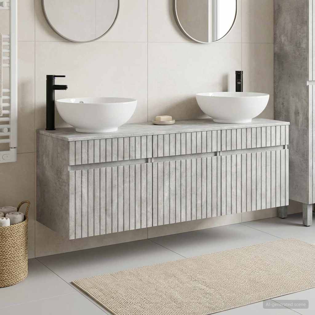 vidaXL Bathroom Cabinet Set 3 pcs Concrete Grey 49 x 44.5 x 66.5 cm