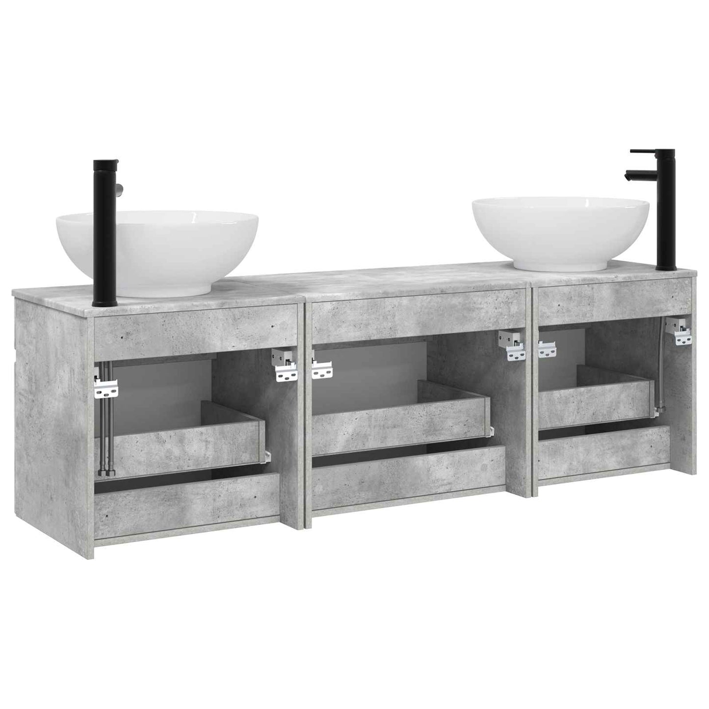 vidaXL Bathroom Cabinet Set 3 pcs Concrete Grey 49 x 44.5 x 66.5 cm