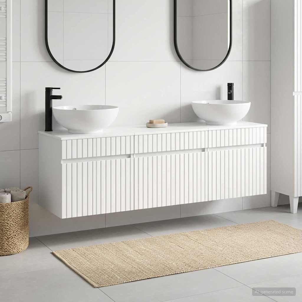vidaXL Bathroom Cabinet Set 3 pcs High Gloss White 49 x 44.5 x 66.5 cm