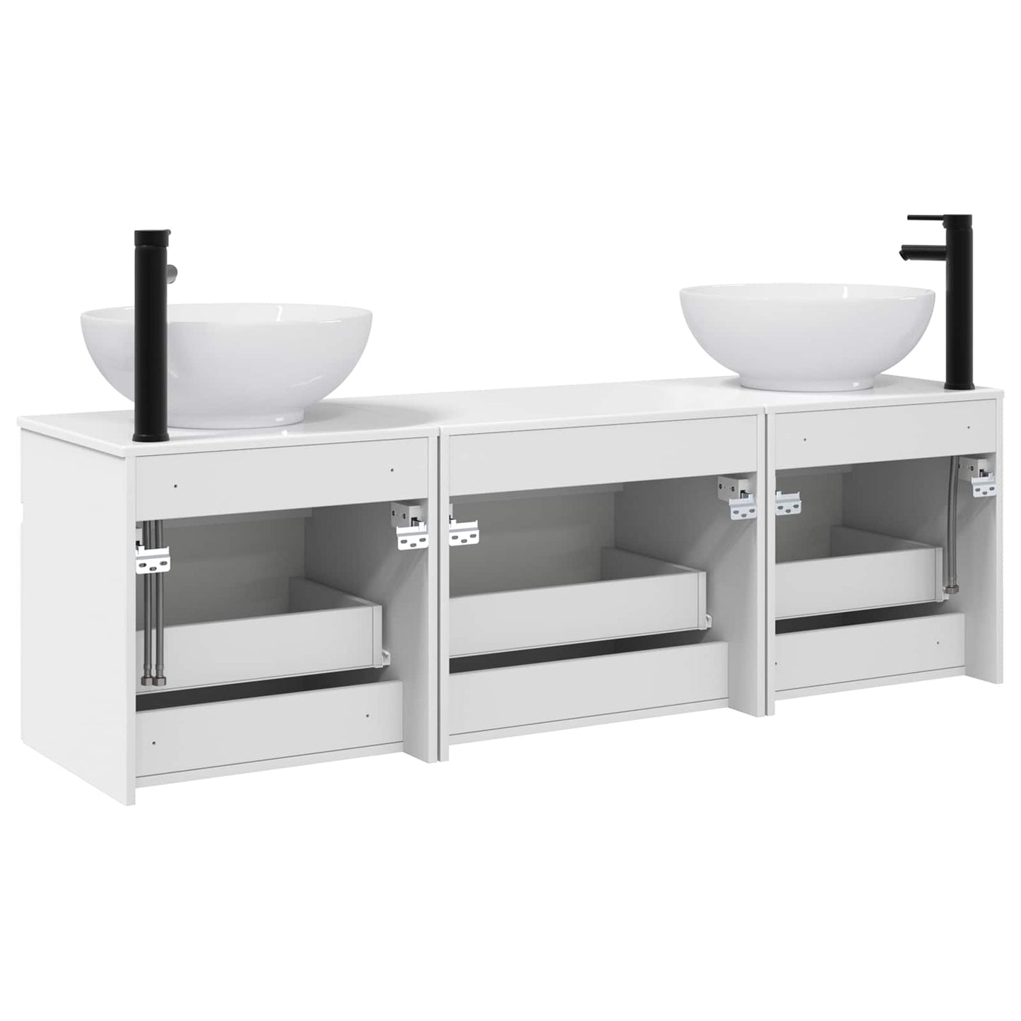 vidaXL Bathroom Cabinet Set 3 pcs High Gloss White 49 x 44.5 x 66.5 cm